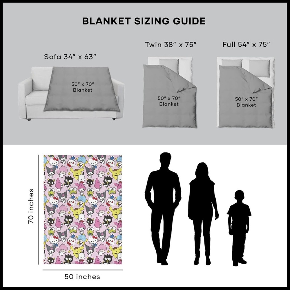 NWT Hello Kitty® & Friends Rainbow Magic Throw Blanket - Size 50”x 70” - Pink - Picture 8 of 8
